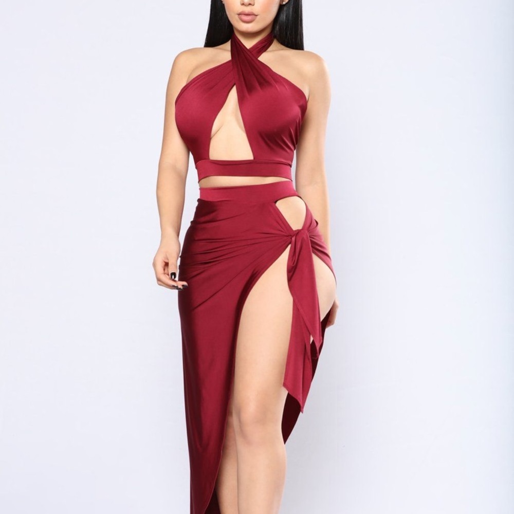 Fashion nova two piece Burgundy set